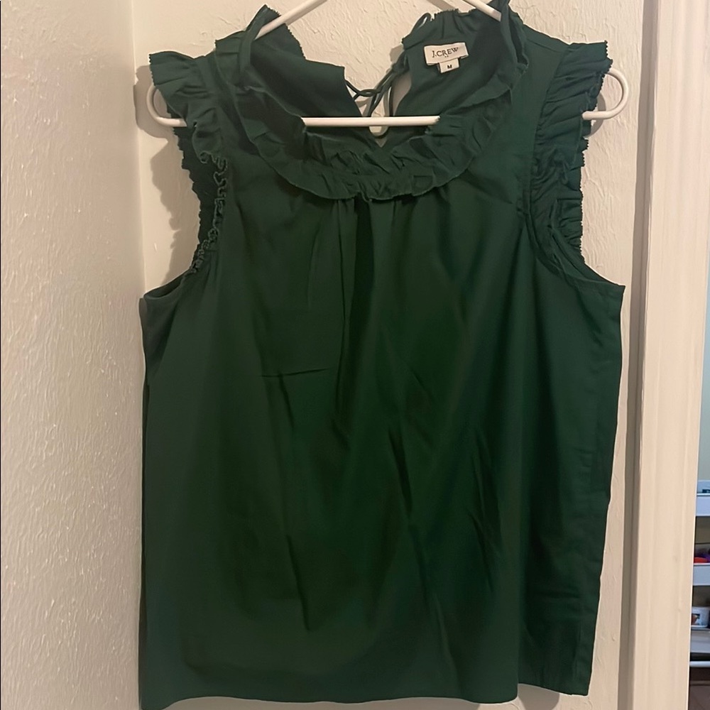 J. Crew Women's Green Ruffle Top